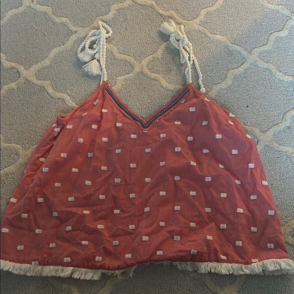 Boho Red Embroidered Women's Top